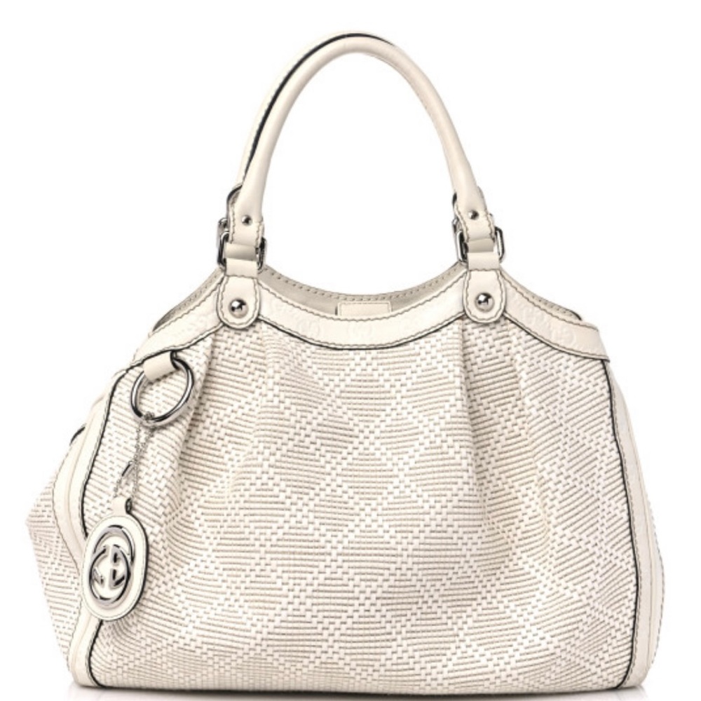 Gucci Woven Raffia Diamante Medium
Sukey Tote White - Picture 1 of 16